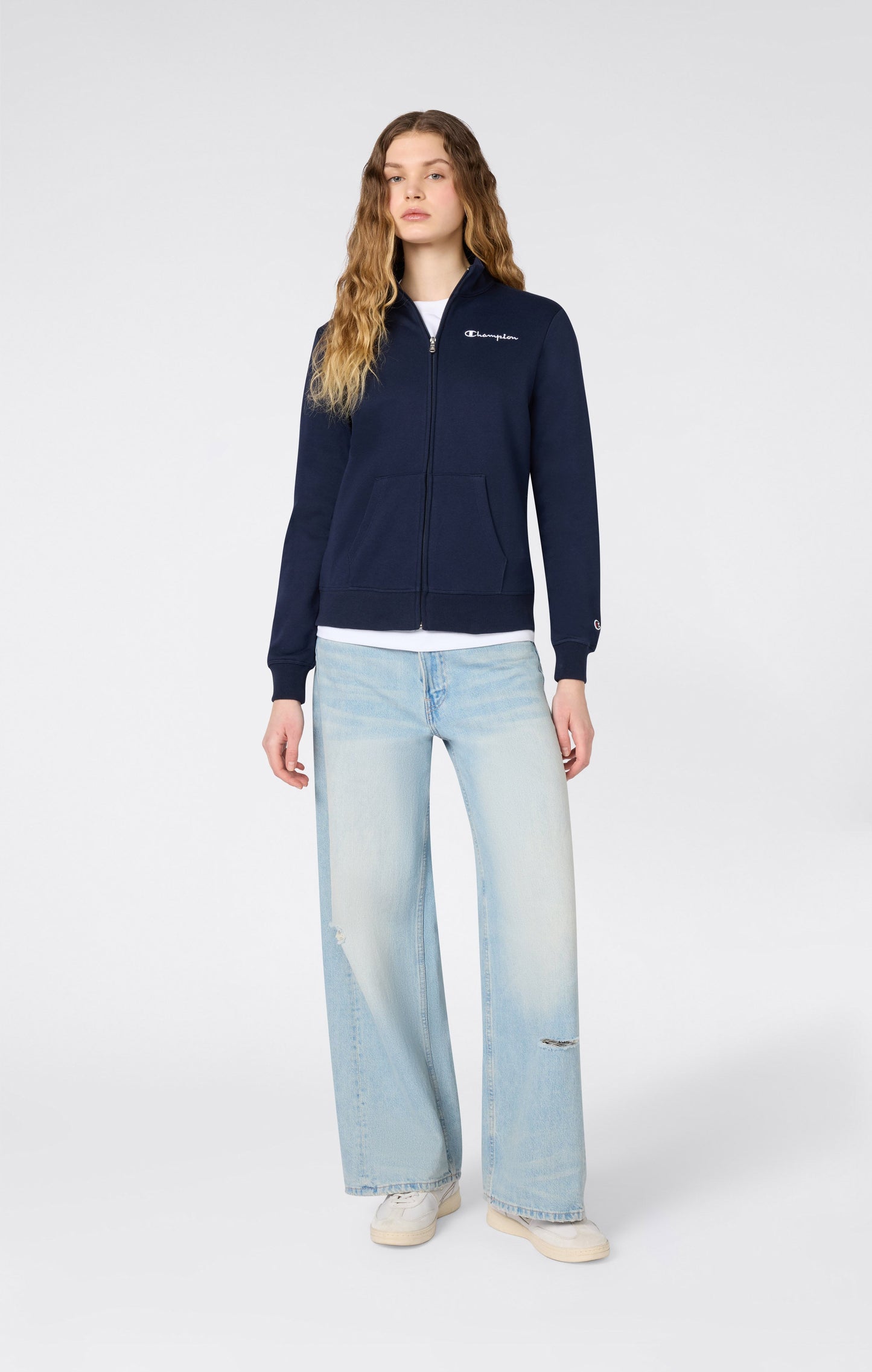 Women's Lightweight Full Zip Sweatshirt with Contrast Logo Icons