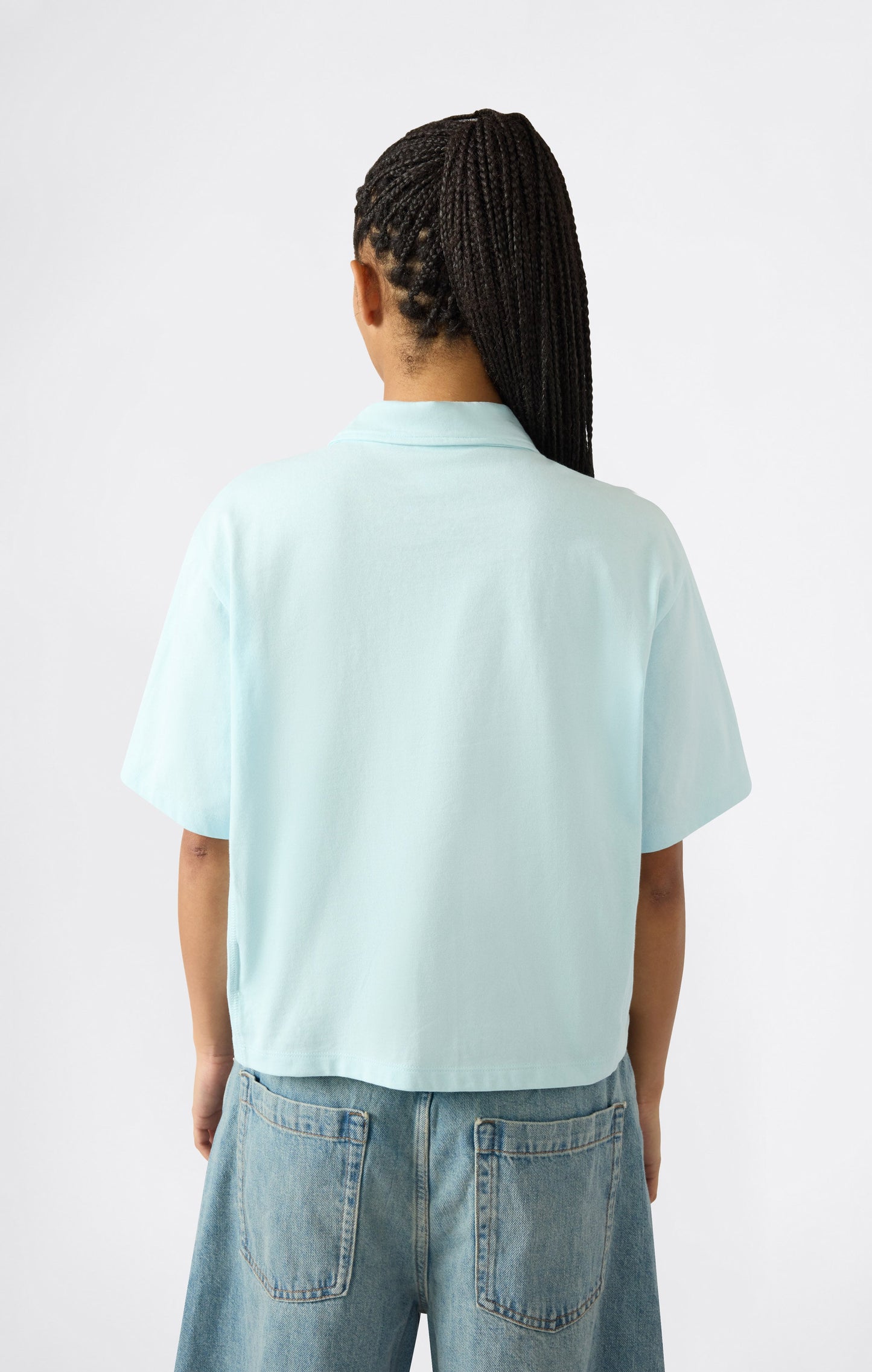 Kurzes Damen-Poloshirt aus Baumwoll-Jersey