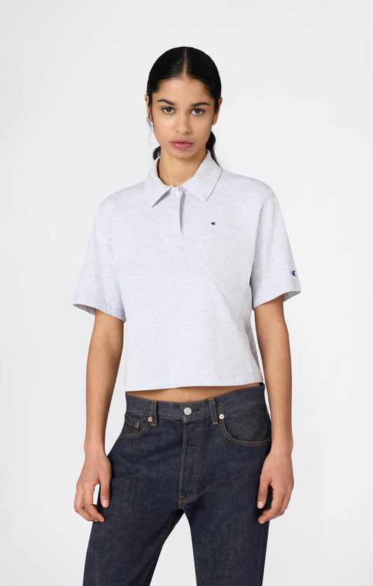 Women's Cropped Cotton Jersey Polo Shirt
