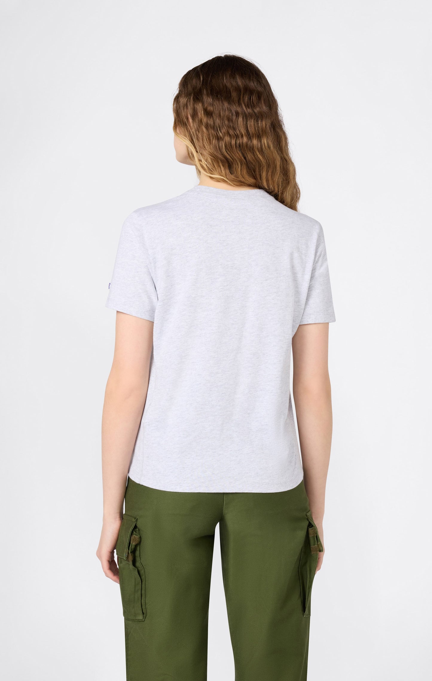 Damen Reverse Weave Rundhals-T-Shirt mit gesticktem Logo