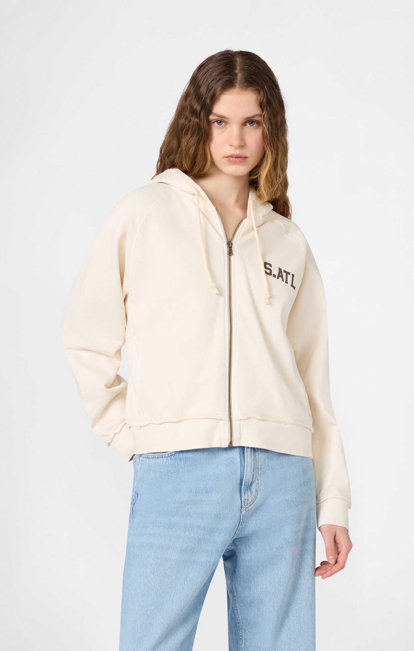 Damen-Kapuzenpullover mit durchgehendem Reißverschluss, East West