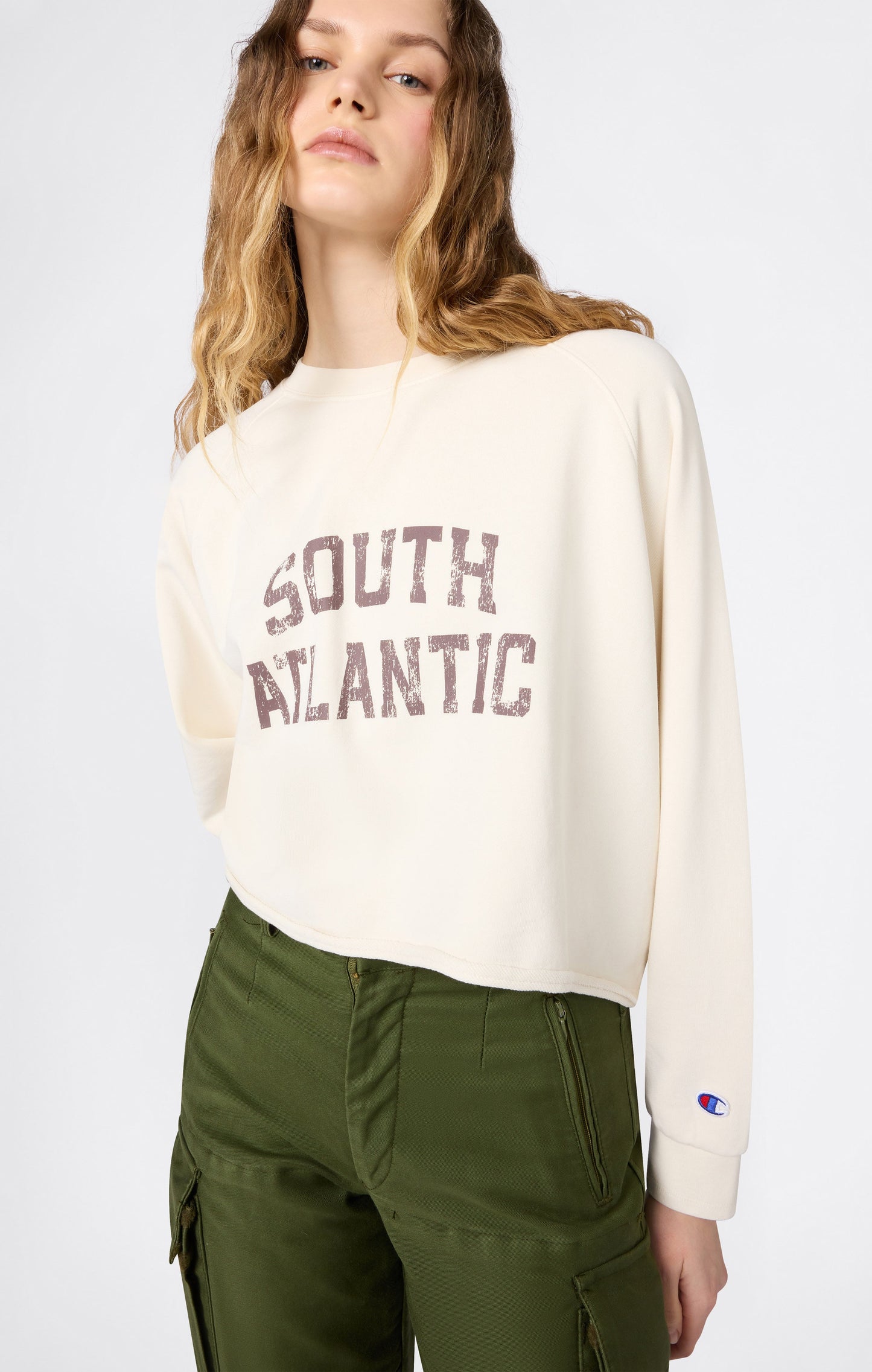 Damen Cropped Rundhals-Sweatshirt (Querformat)