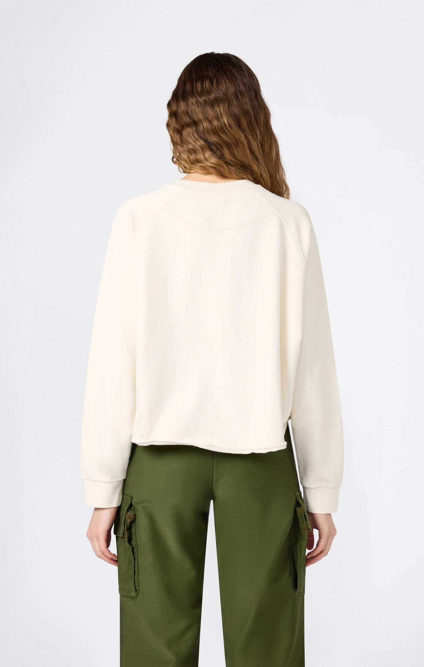 Damen Cropped Rundhals-Sweatshirt (Querformat)