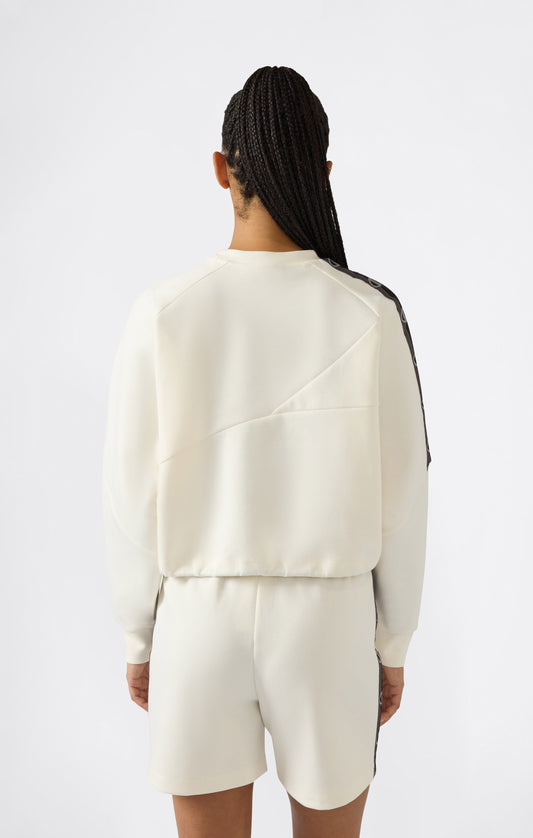 Women's Cropped Interlock Crewneck Sweatshirt with Tape Logo