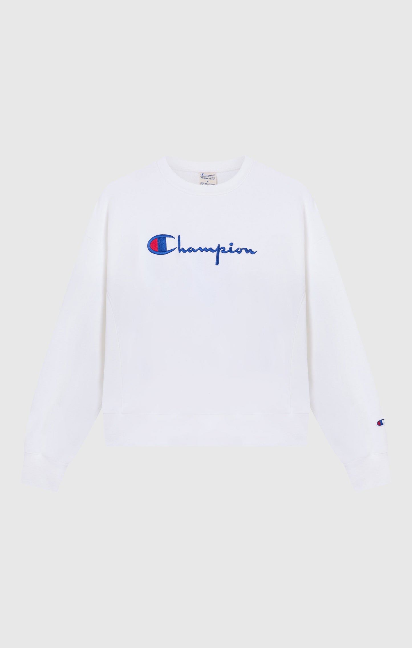 Leichtes Damen-Sweatshirt mit Rundhalsausschnitt aus Reverse-Weave-Gewebe und gesticktem Logo