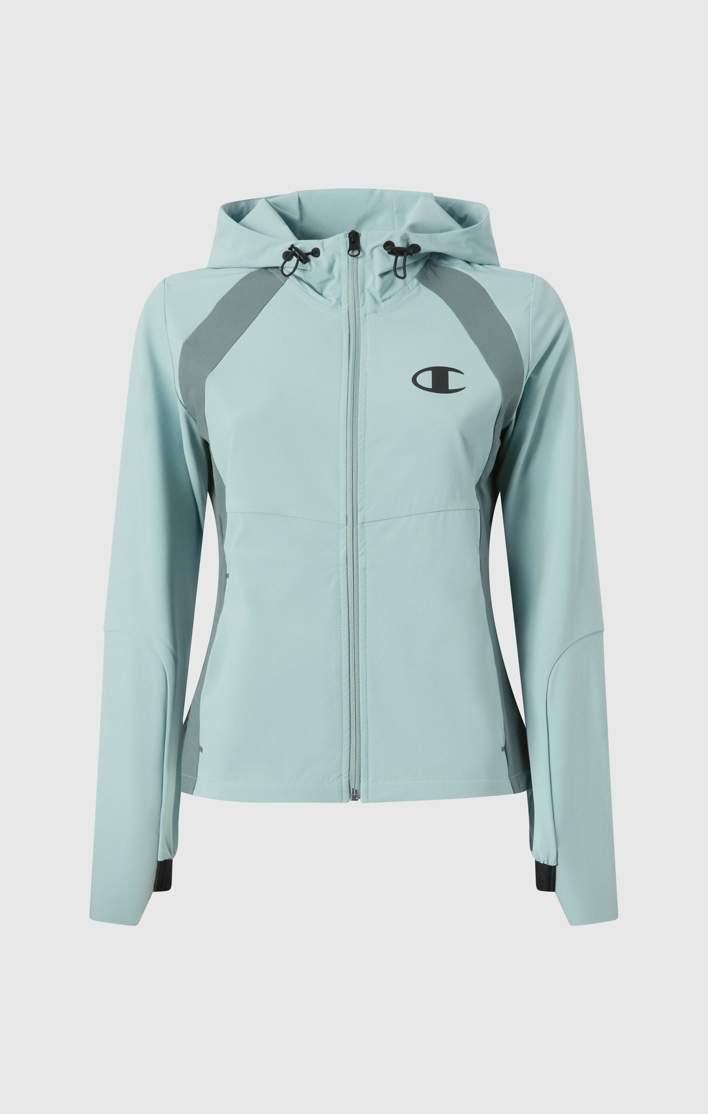 Damen Stretch-Nylon Kapuzen-Trainingsjacke schmal geschnitten