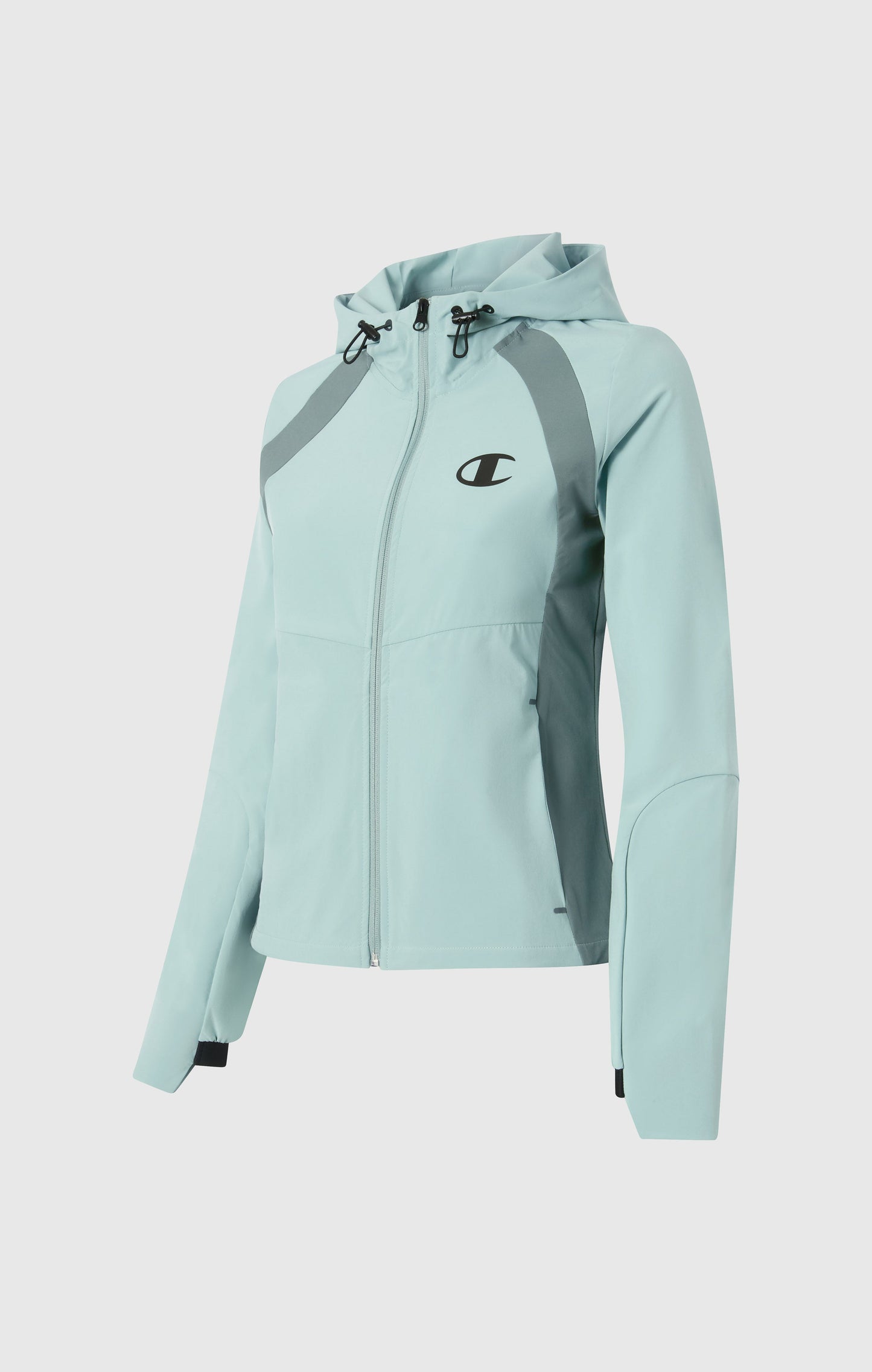 Damen Stretch-Nylon Kapuzen-Trainingsjacke schmal geschnitten