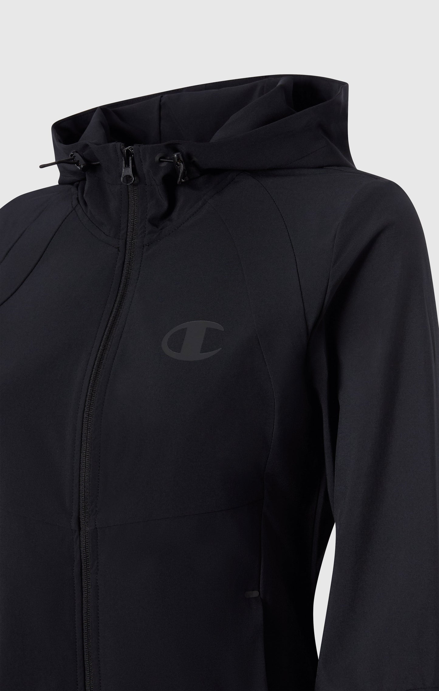 Damen Kapuzen-Stretch-Trainingsjacke aus Nylon, schmal geschnitten