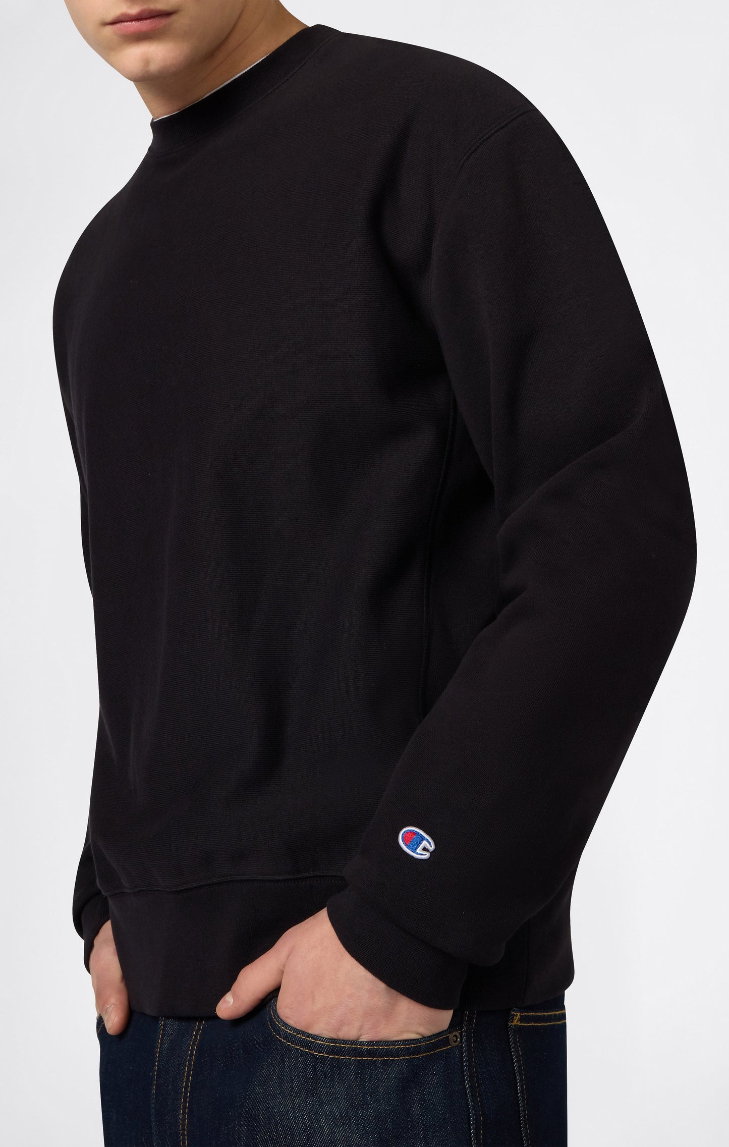 Herren-Rundhals-Sweatshirt, leicht, Reverse Weave