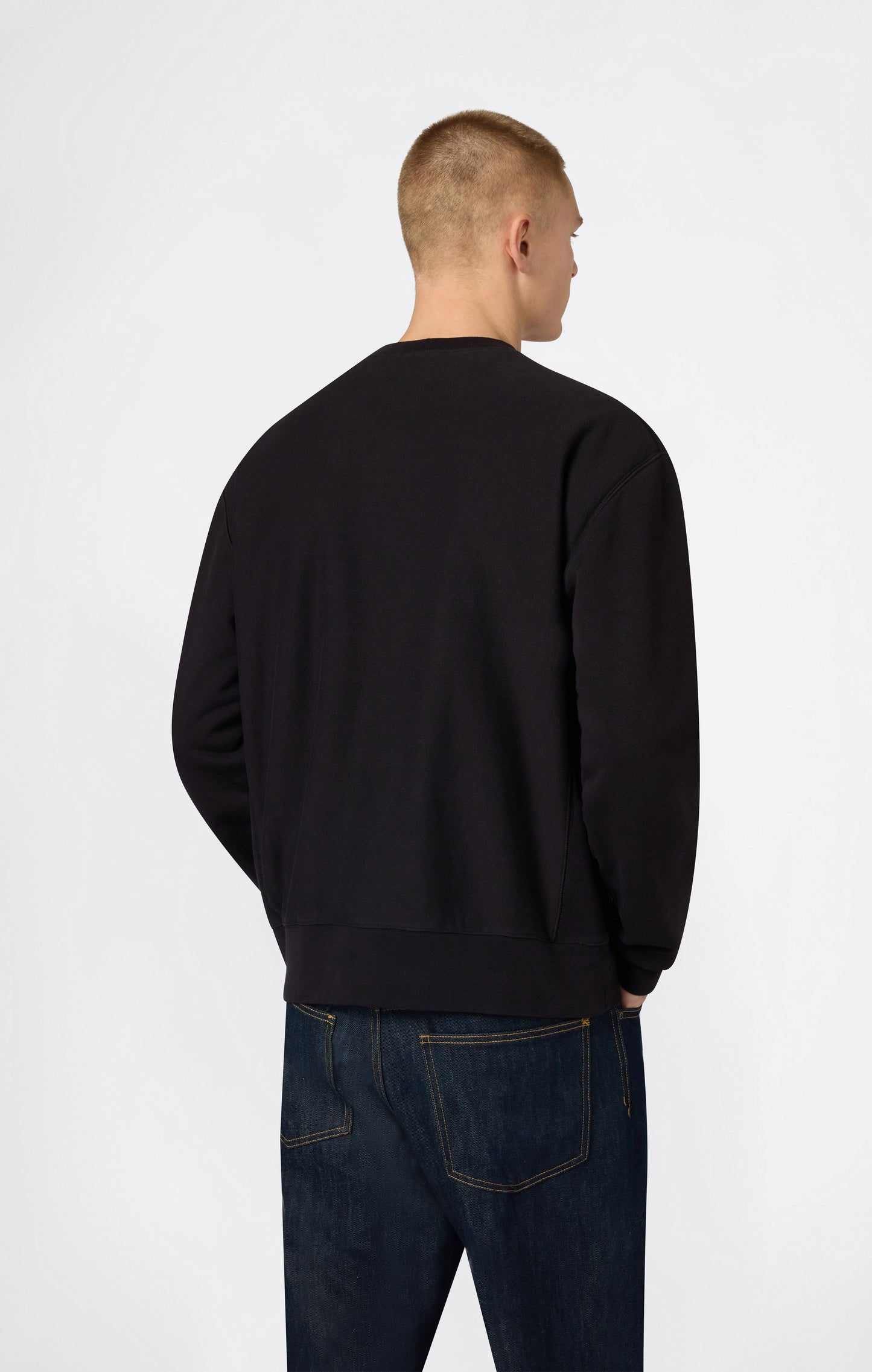 Herren-Rundhals-Sweatshirt, leicht, Reverse Weave