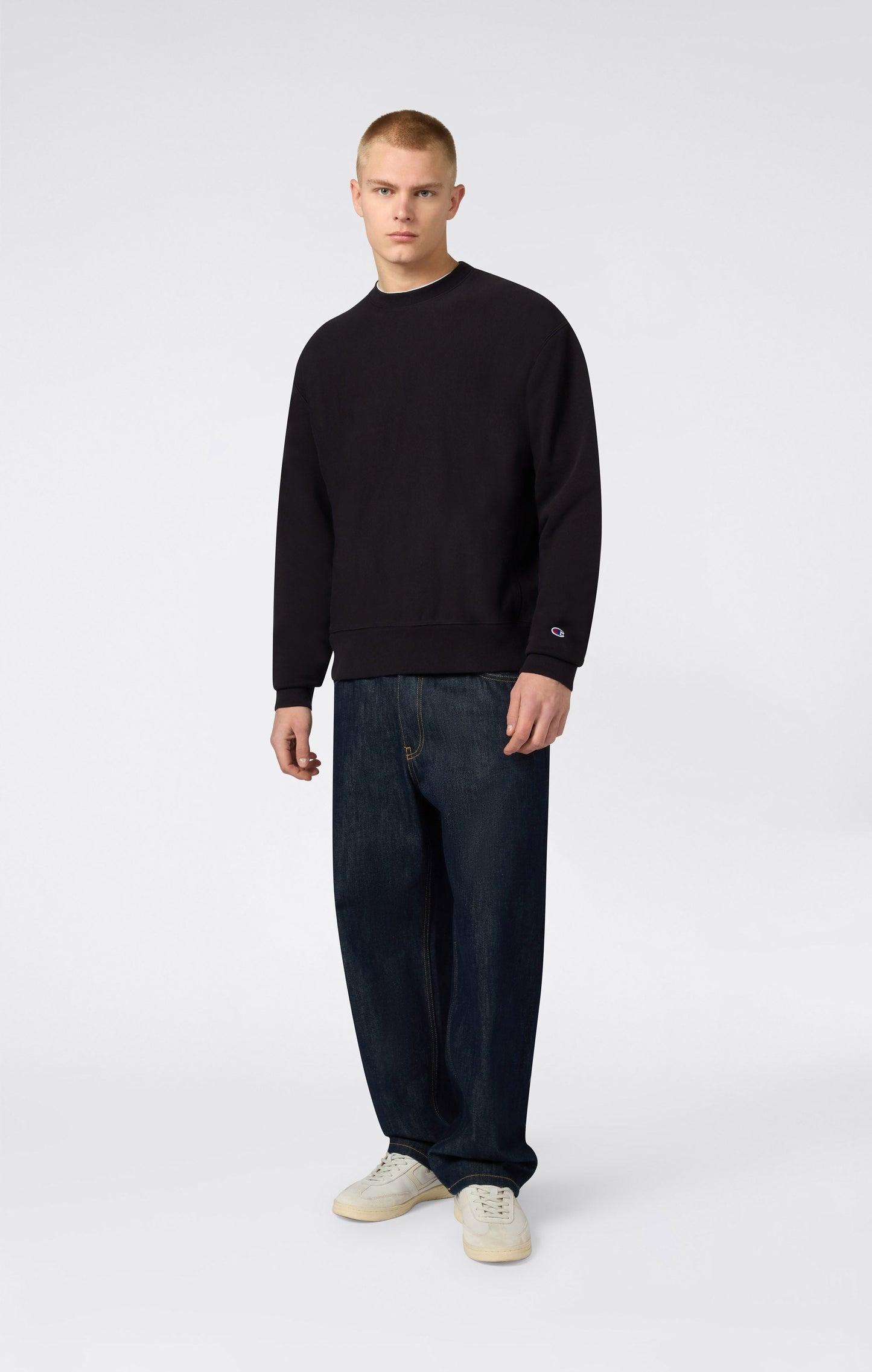 Herren-Rundhals-Sweatshirt, leicht, Reverse Weave