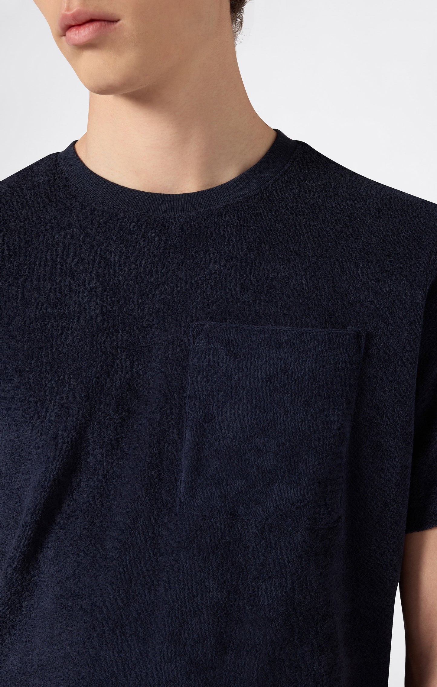 Herren Frottee-T-Shirt mit Tasche