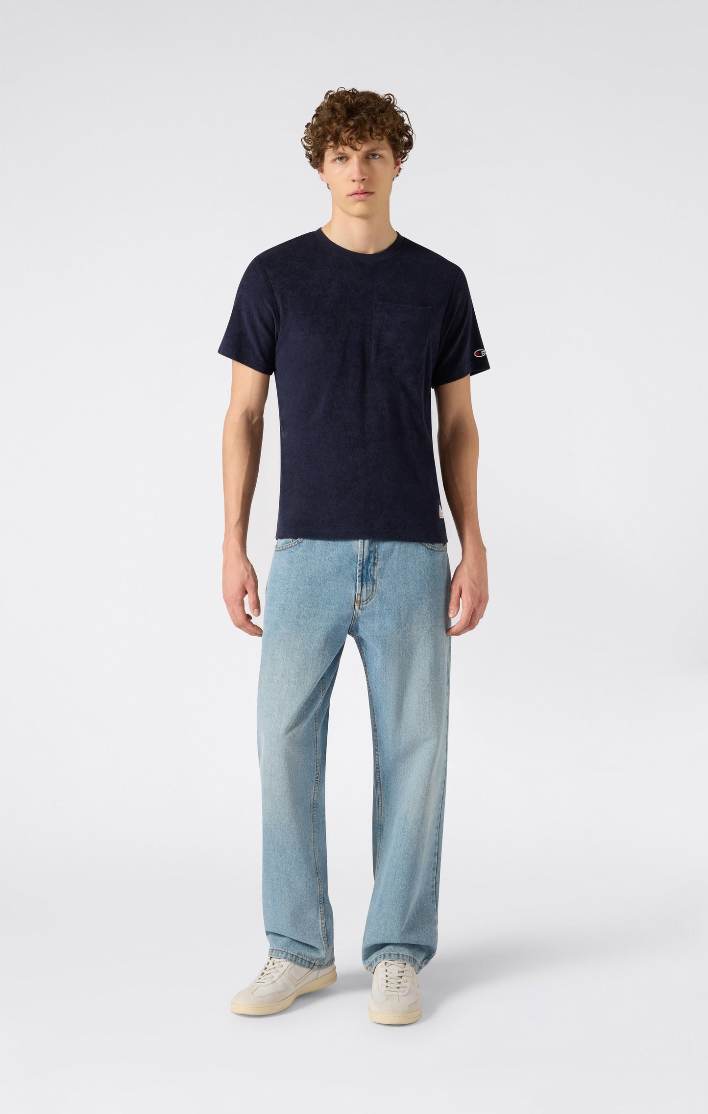 Herren Frottee-T-Shirt mit Tasche