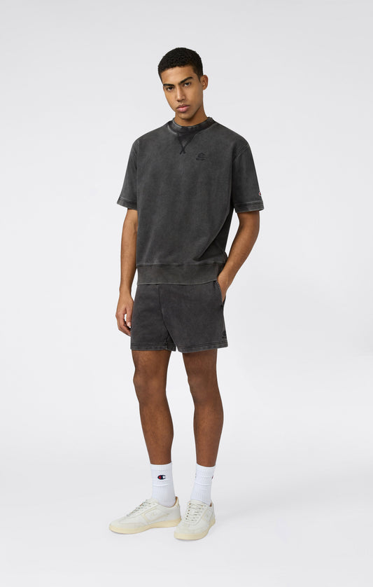 Men's Washed Effect Short Sleeve Crewneck Sweatshirt Icons