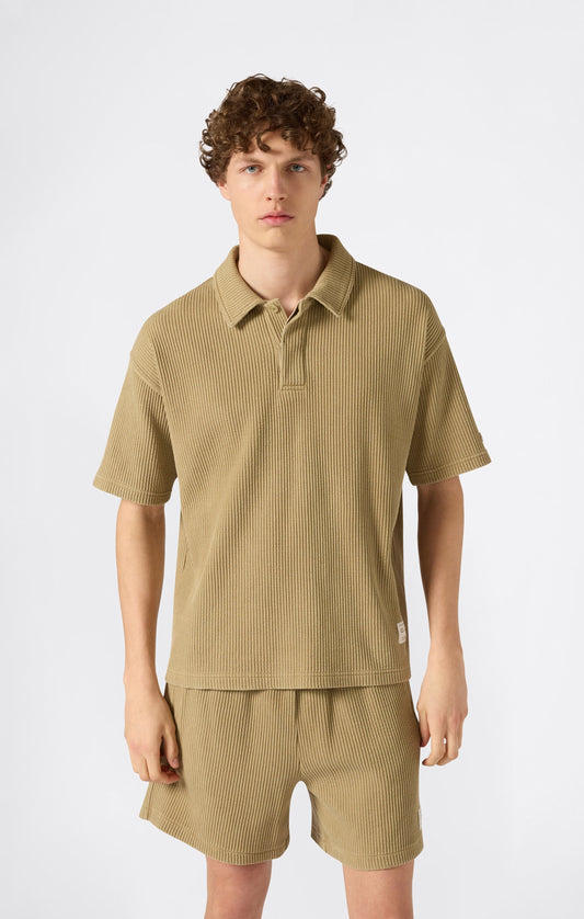 Men's Washed Waffle Polo Shirt