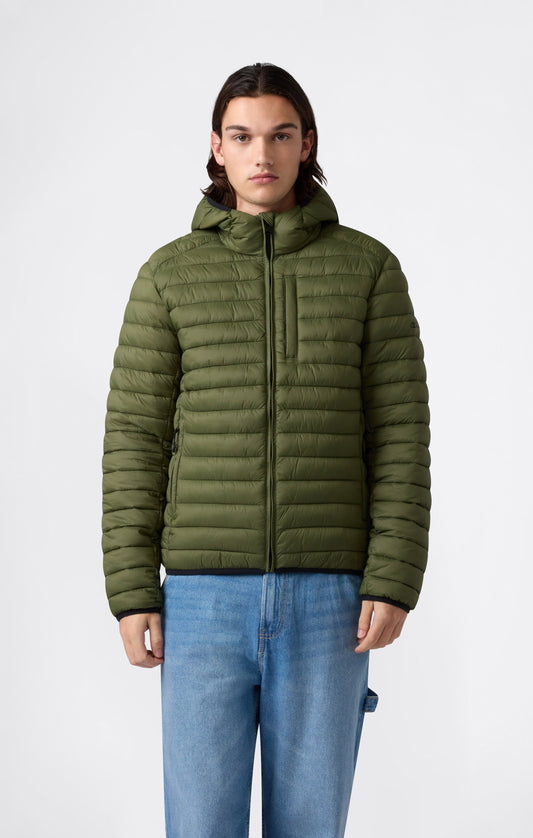 Men's Lightweight Hooded Padded Jacket with Full Zip