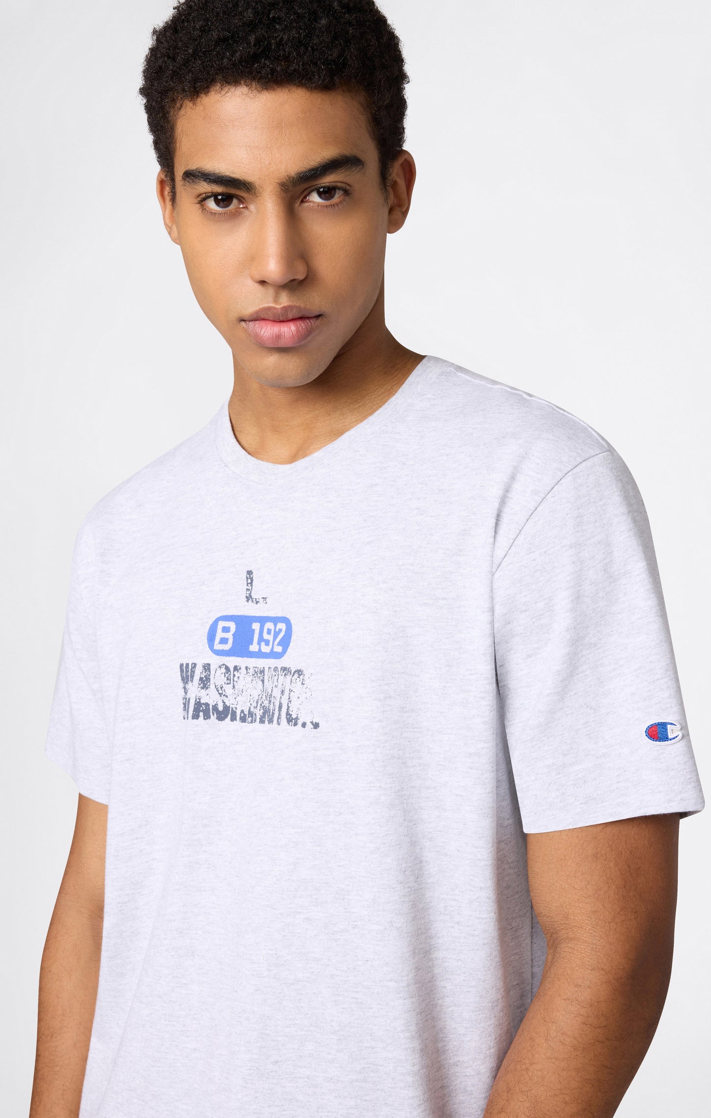 Herren-T-Shirt aus schwerer Baumwolle mit Reverse-Weave-Print