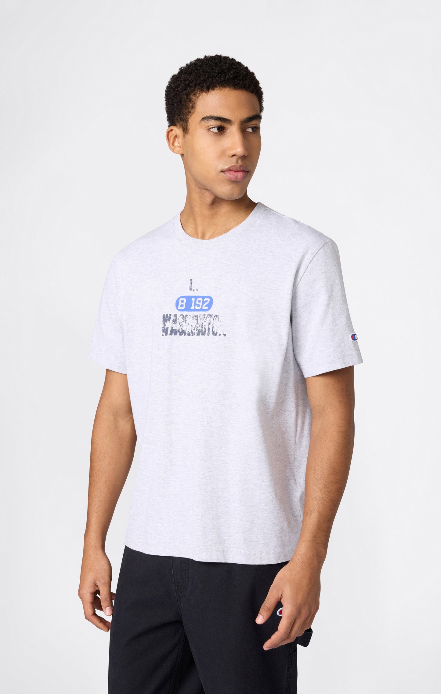 Herren-T-Shirt aus schwerer Baumwolle mit Reverse-Weave-Print