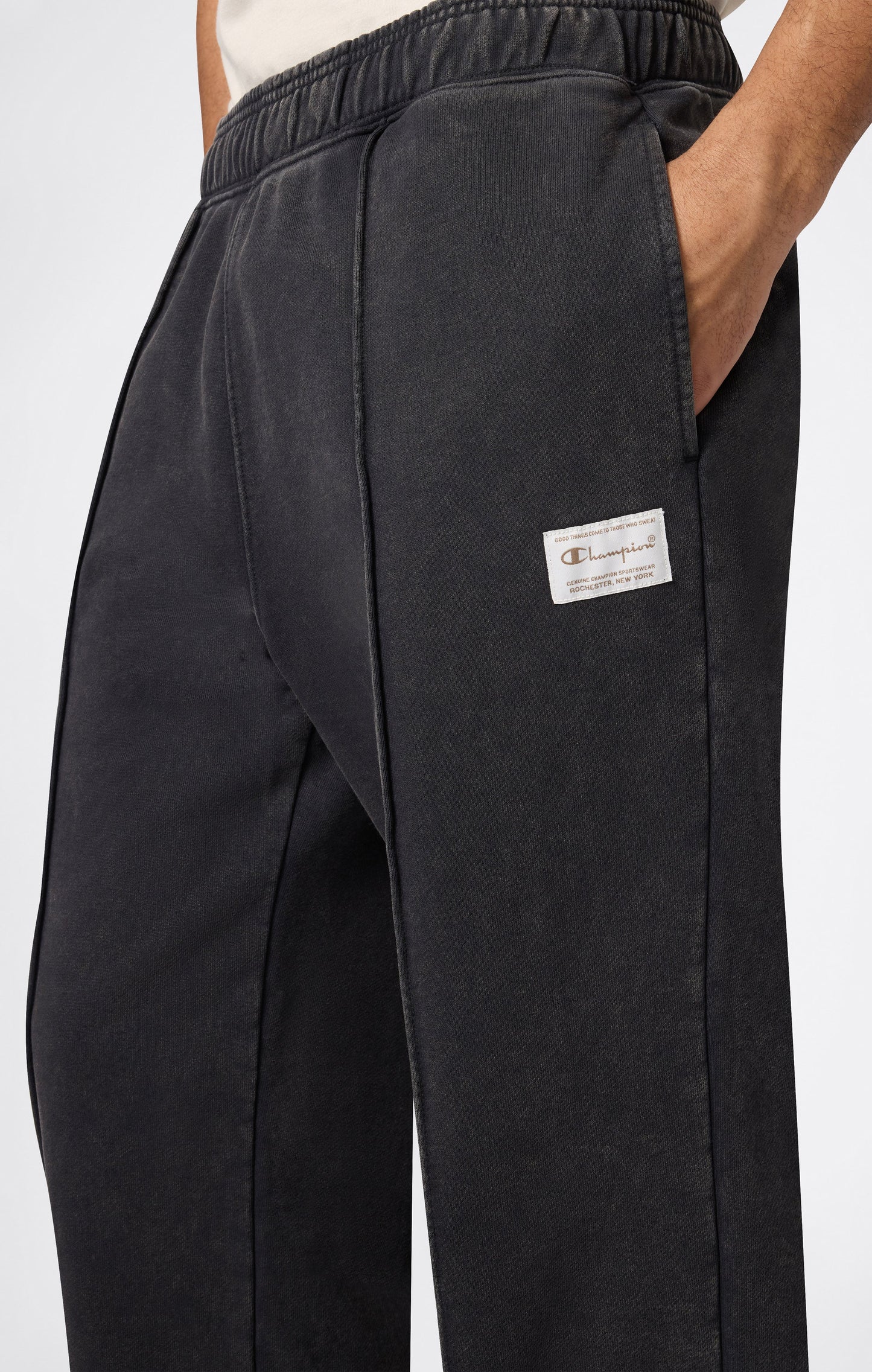 Men's Pants with Stitched Pleat and Washed Effect