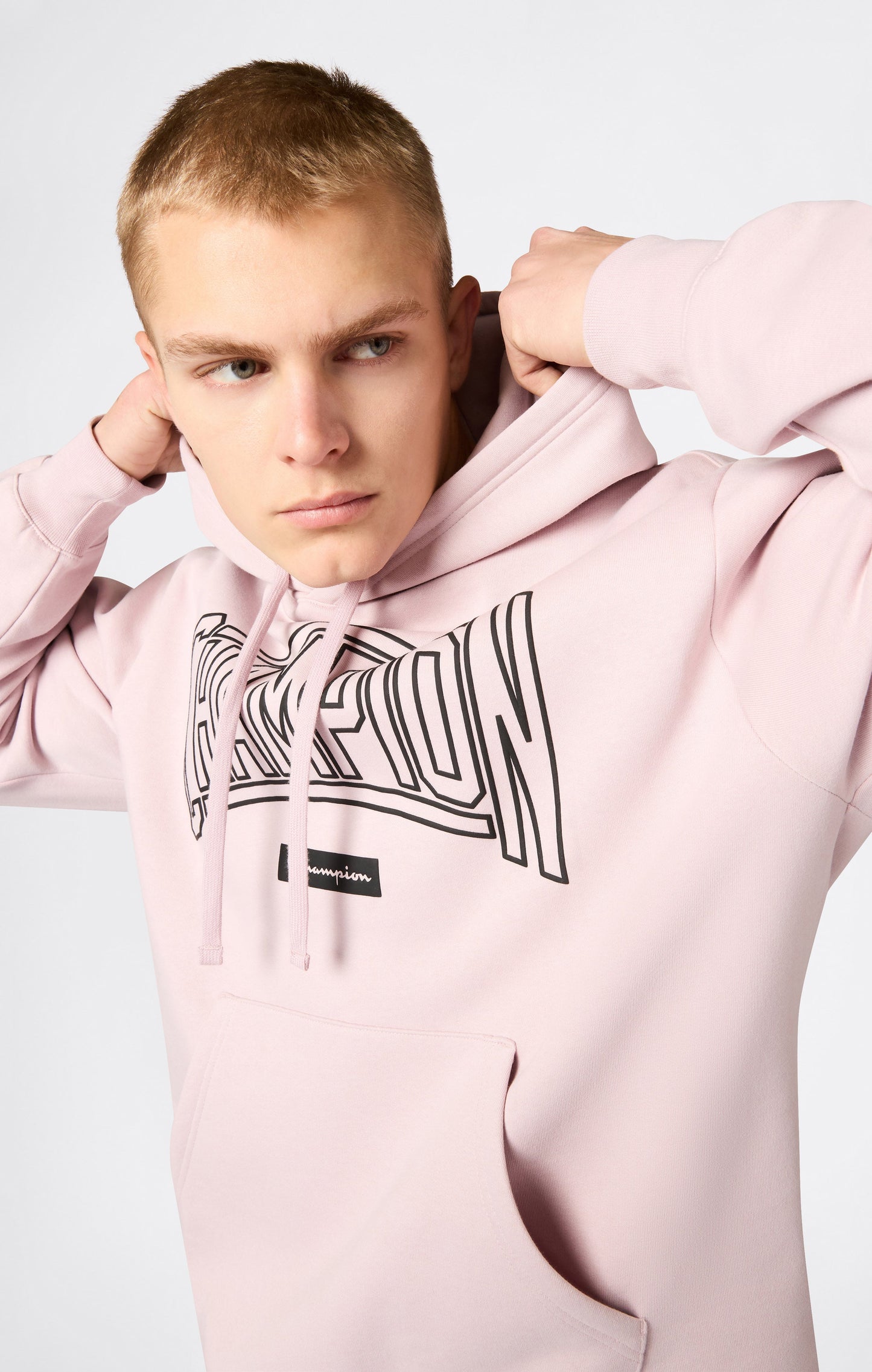 Men's Hooded Sweatshirt With Brushed Interior And Puff Print Logo