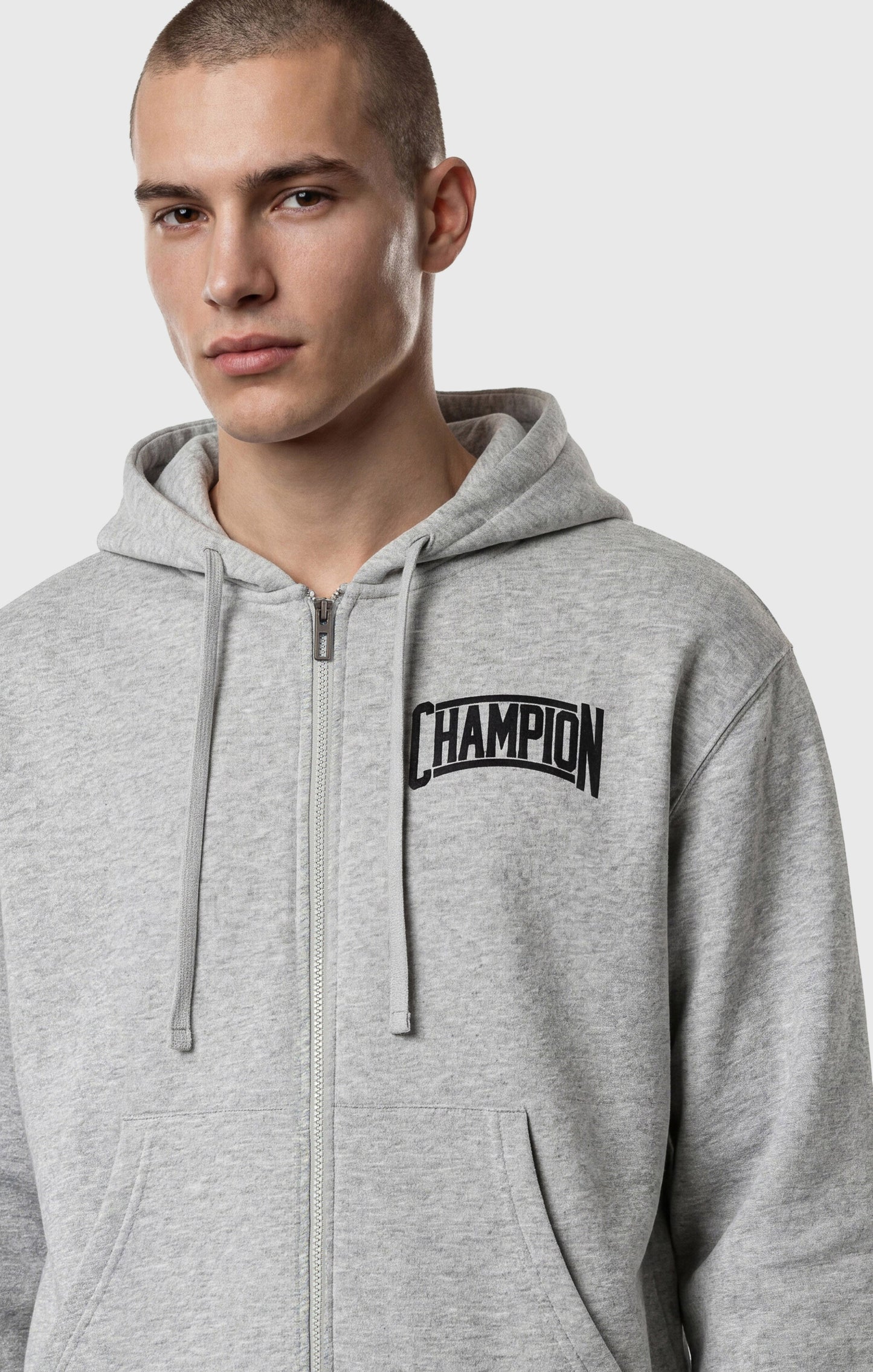 Herren-Kapuzenpullover mit durchgehendem Reißverschluss, angerauter Innenseite und Puff-Print-Logo