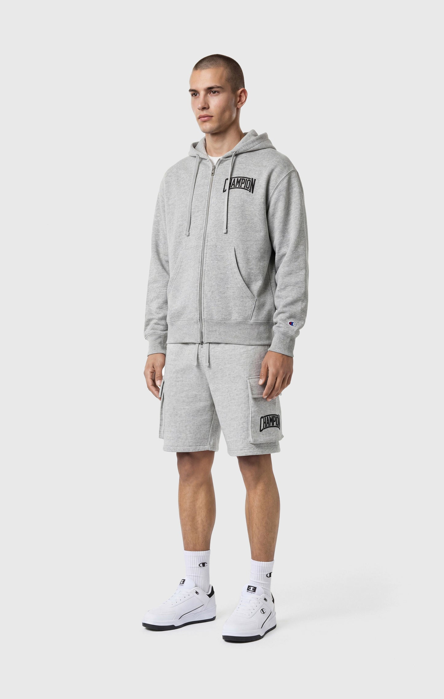 Herren-Kapuzenpullover mit durchgehendem Reißverschluss, angerauter Innenseite und Puff-Print-Logo