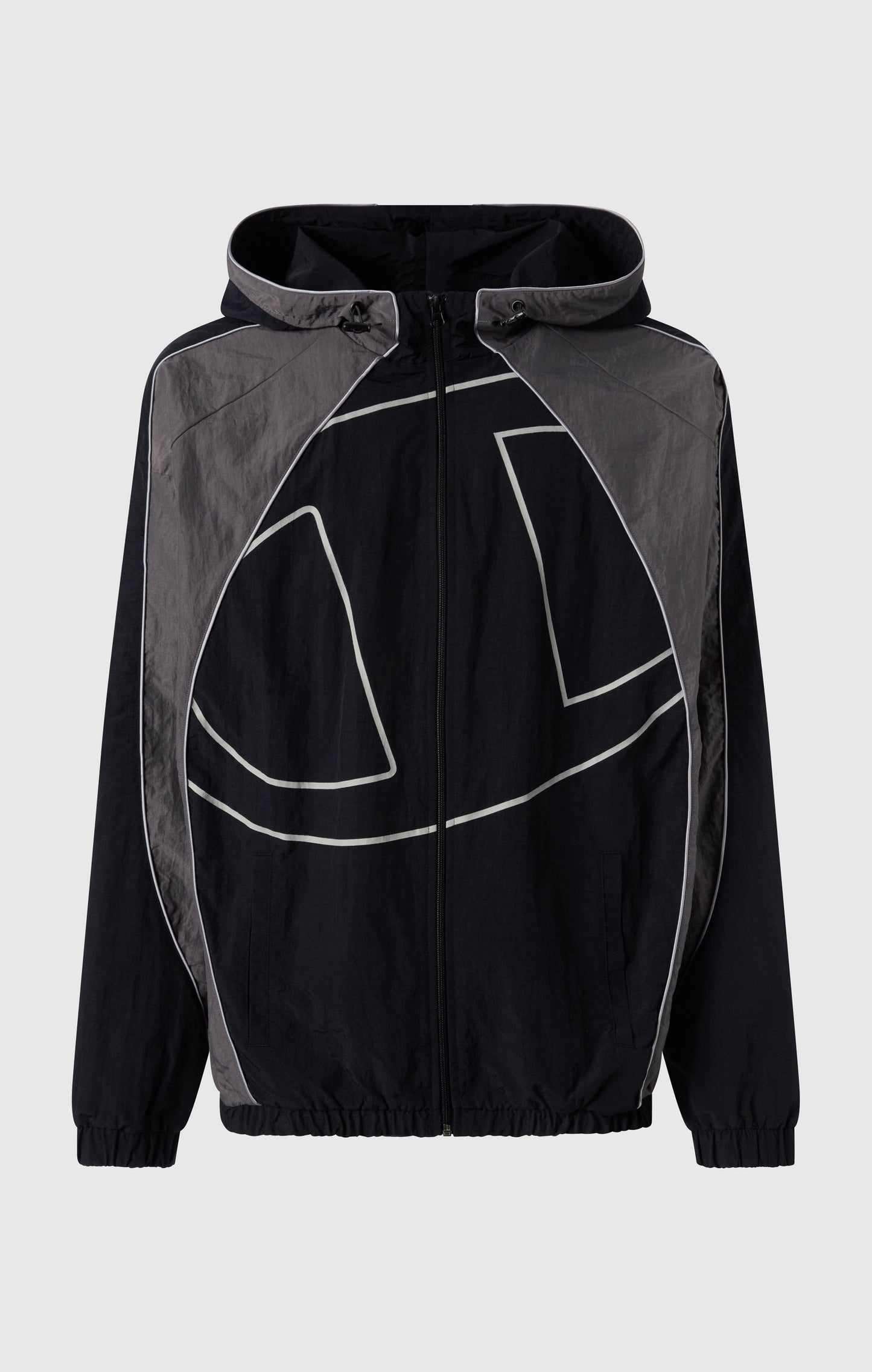 Men's Woven Nylon Full-Zip Hooded Track Top Loose Fit