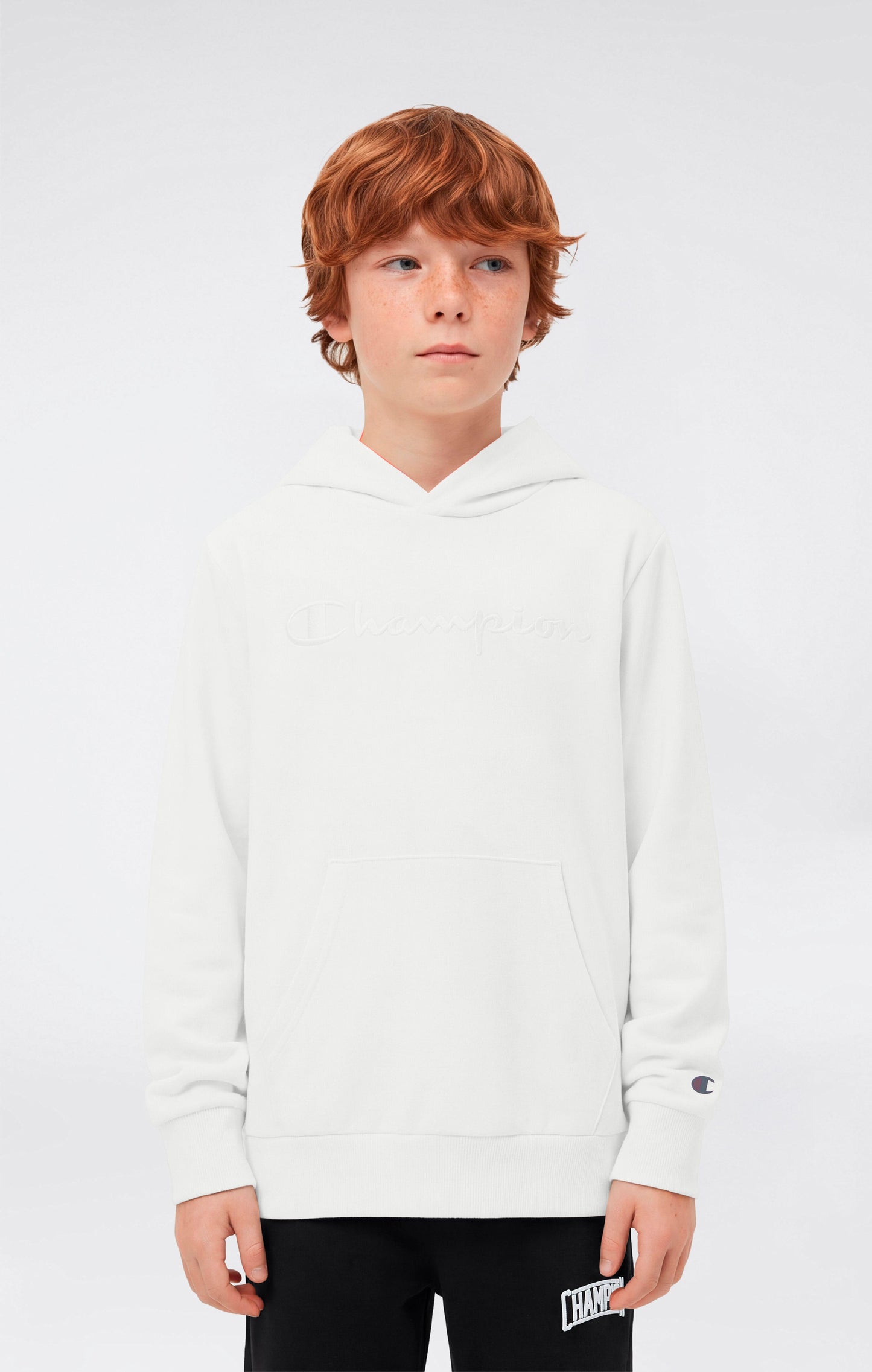 Leichtes Kapuzen-Sweatshirt für Jungen mit tonal aufgestickten Maxi-Logo-Icons