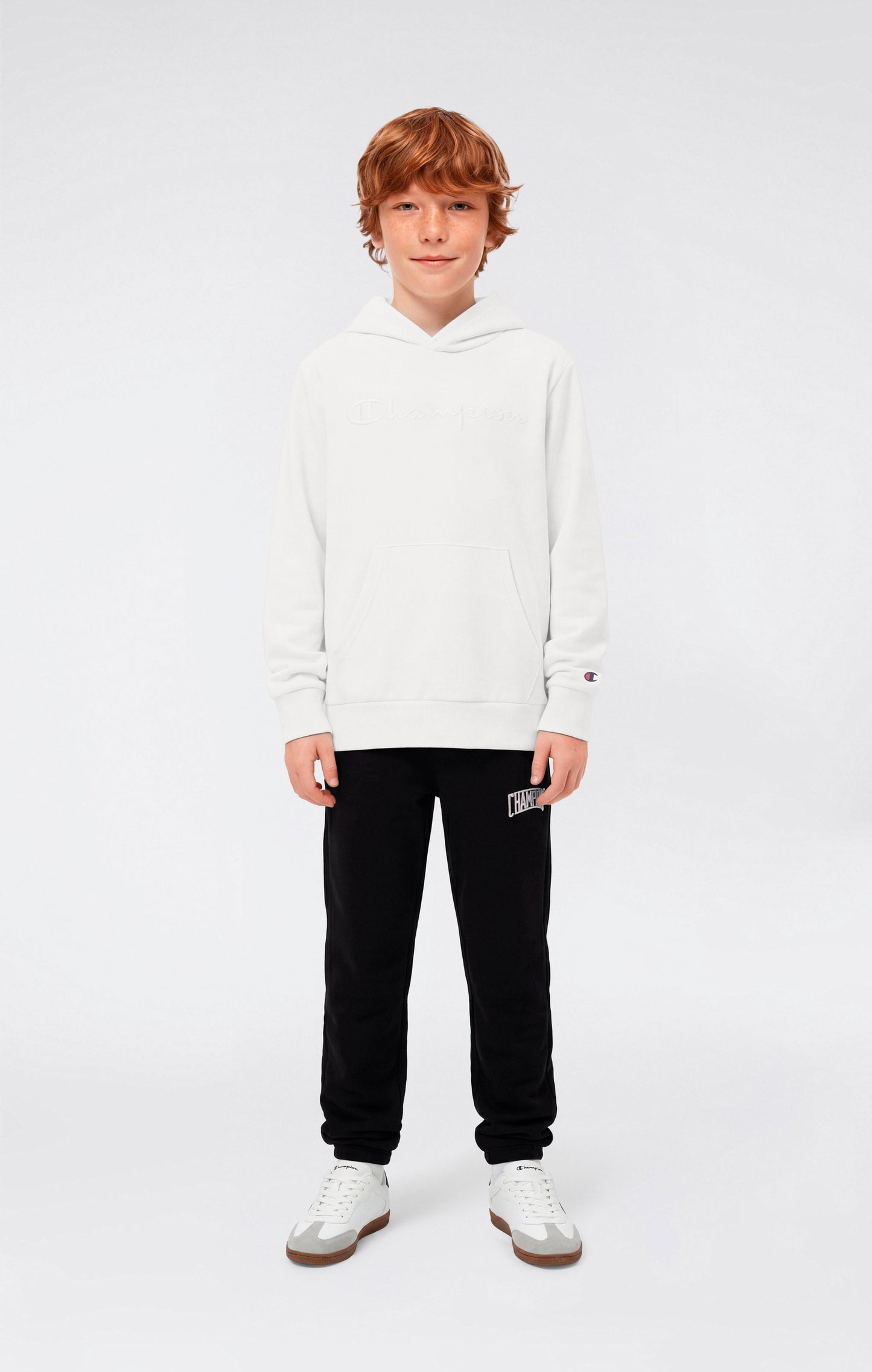Leichtes Kapuzen-Sweatshirt für Jungen mit tonal aufgestickten Maxi-Logo-Icons