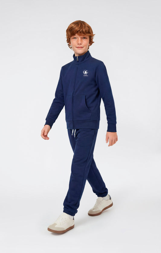 Jungen Trainingsanzug mit durchgehendem Reißverschluss, Sweatshirt und Hose mit Grafik