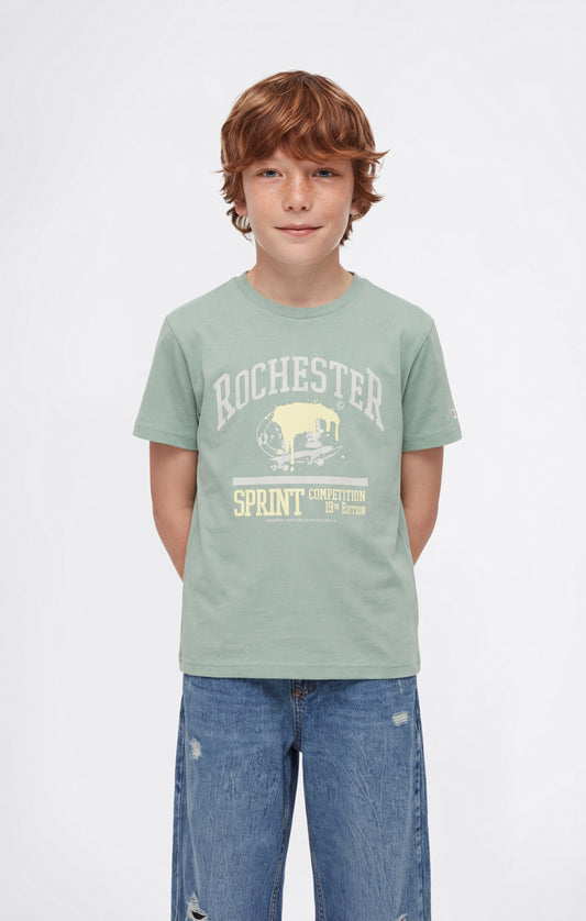 Jungen Rundhals-T-Shirt mit Puff-Print