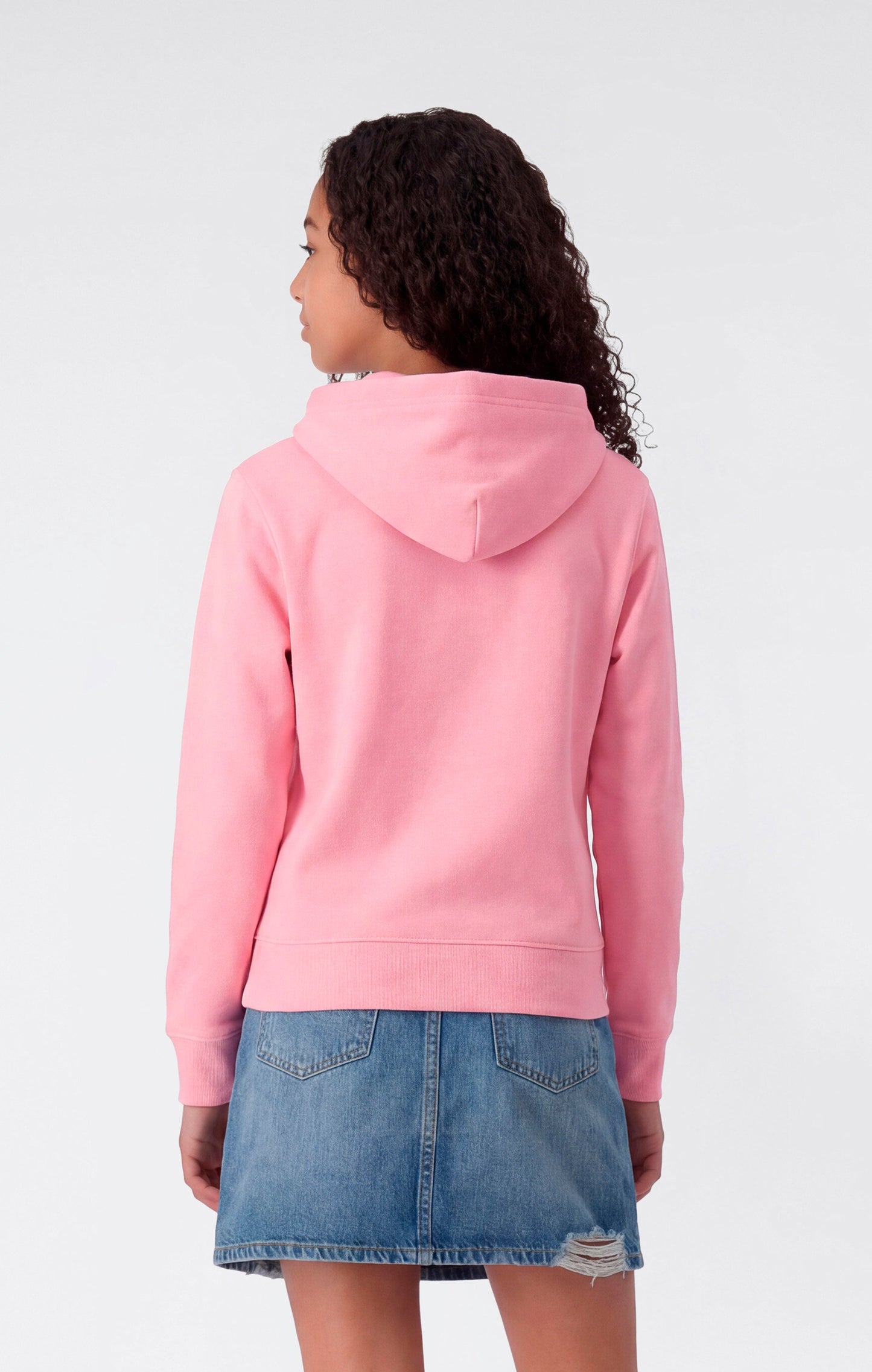 Leichter Kapuzenpullover für Mädchen mit Ton-in-Ton gestickten Maxi-Logo-Symbolen