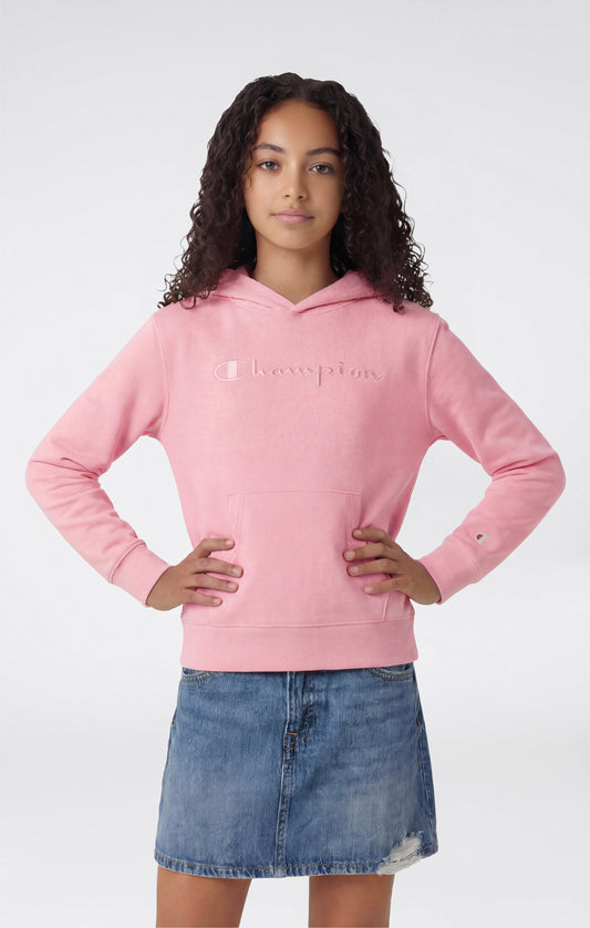 Girls' Lightweight Hooded Sweatshirt with Tonal Embroidered Maxi Logo Icons