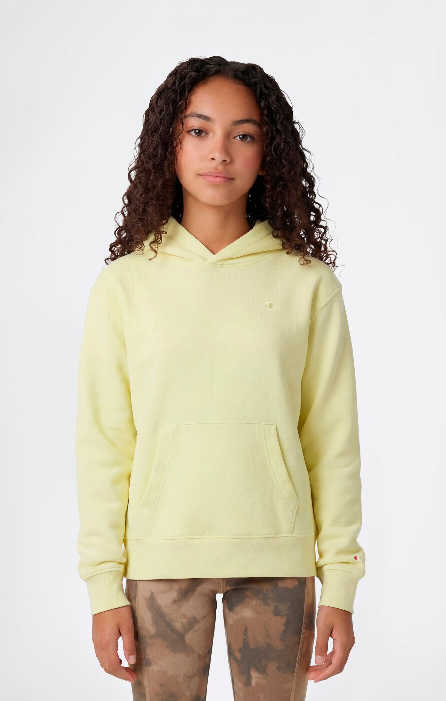 Mädchen-Kapuzenpullover aus leichtem Material mit Ton-in-Ton gestickten C-Logo-Icons
