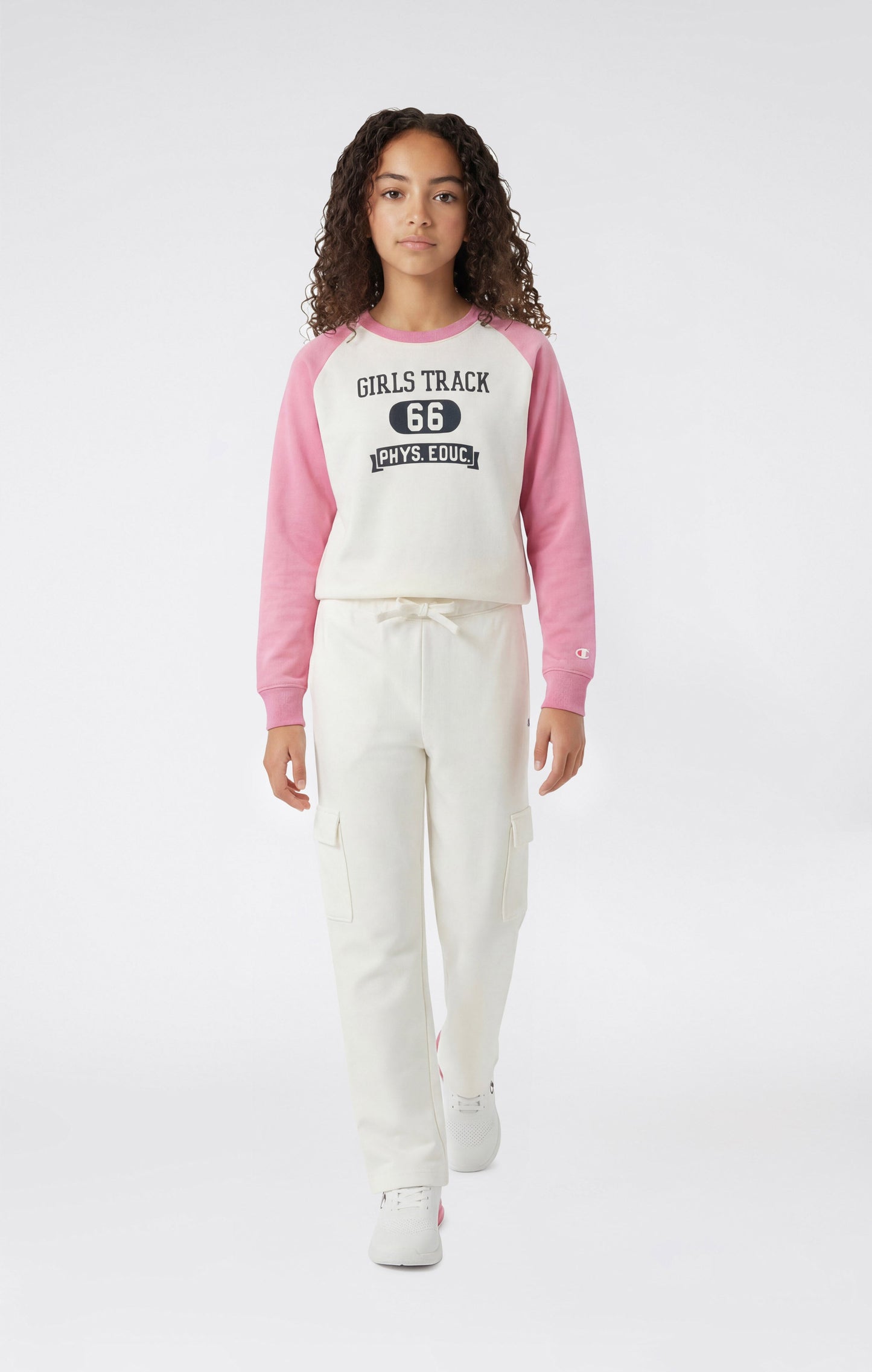 Girls' Lightweight Crewneck Sweatshirt with Graphic Icons
