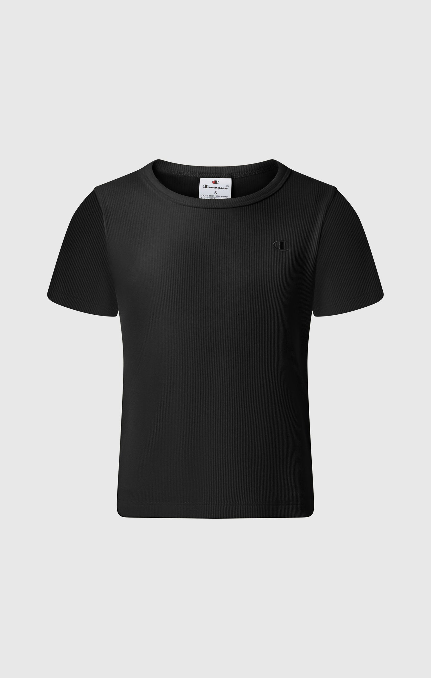 Mädchen Geripptes Stretch-T-Shirt mit Rundhalsausschnitt und Stickereien