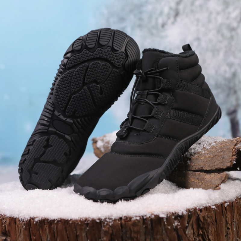 Herren Warme Fleece Barfuß-Stiefel Weite Zehenpartie Orthopädische Stütz-Schneestiefel Wasserdichte Rutschfeste Winterstiefel