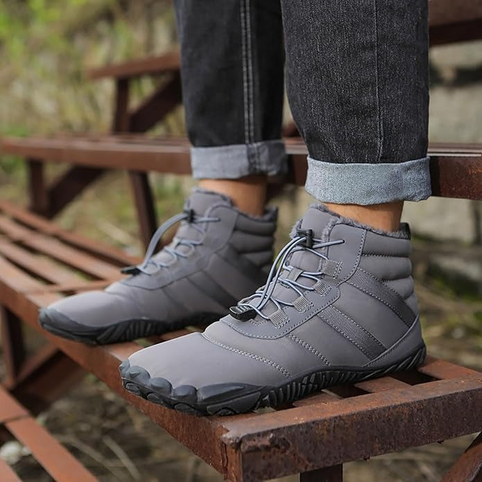 Herren Warme Fleece Barfuß-Stiefel Weite Zehenpartie Orthopädische Stütz-Schneestiefel Wasserdichte Rutschfeste Winterstiefel