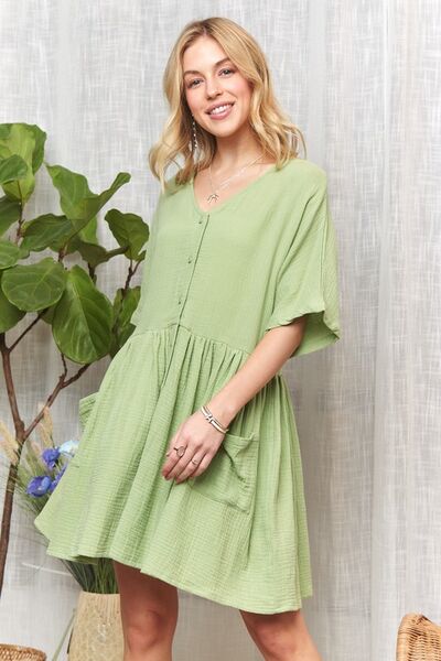 ADORA V-Ausschnitt Halbarmkleid mit Taschen