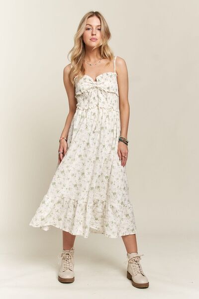 ADORA gesmoktes Camisole-Kleid mit Blumenmuster und Herzausschnitt