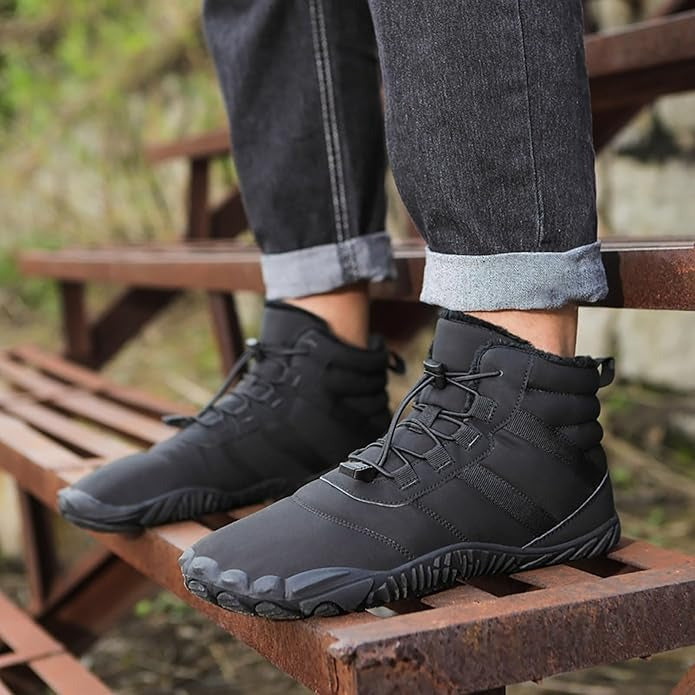 Herren Warme Fleece Barfuß-Stiefel Weite Zehenpartie Orthopädische Stütz-Schneestiefel Wasserdichte Rutschfeste Winterstiefel