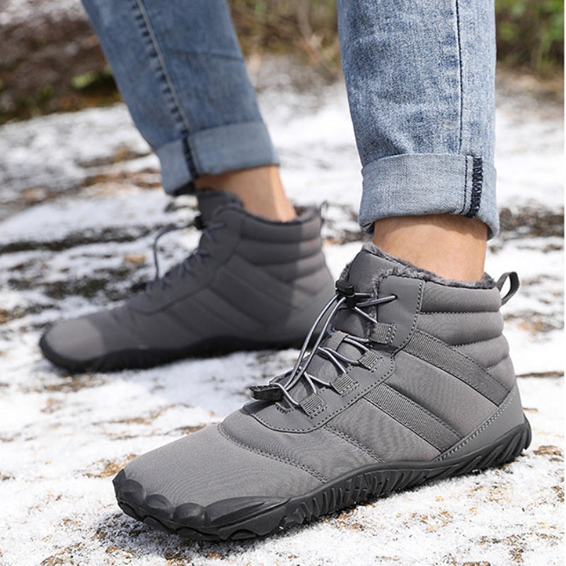 Herren Warme Fleece Barfuß-Stiefel Weite Zehenpartie Orthopädische Stütz-Schneestiefel Wasserdichte Rutschfeste Winterstiefel