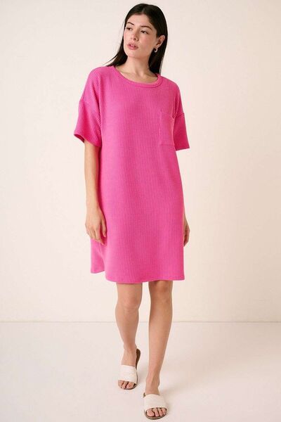 Mittoshop Urban Rippstrick Kurzarm-T-Shirt-Kleid