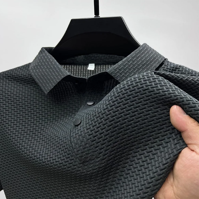 Bequemes, atmungsaktives Herren-Sommer-Mesh-V-Ausschnitt-Kurzarm-POLO-Shirt