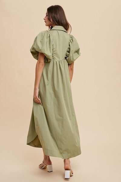 Annie Wear Midikleid mit gesmokten Puffärmeln